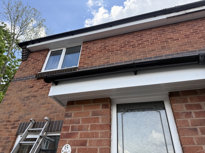Fascia installation on a residential roofline